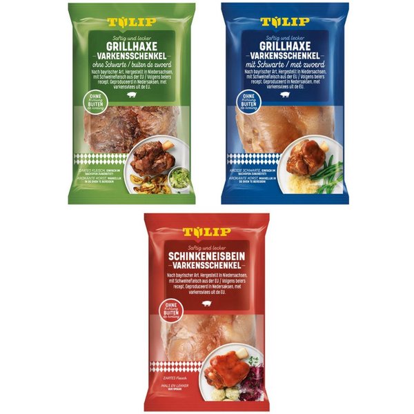 TULIP Wurstkonserve 3er Set Grillhaxe mit & ohne Schwarte Eisbein Ungekühlt lagerbar