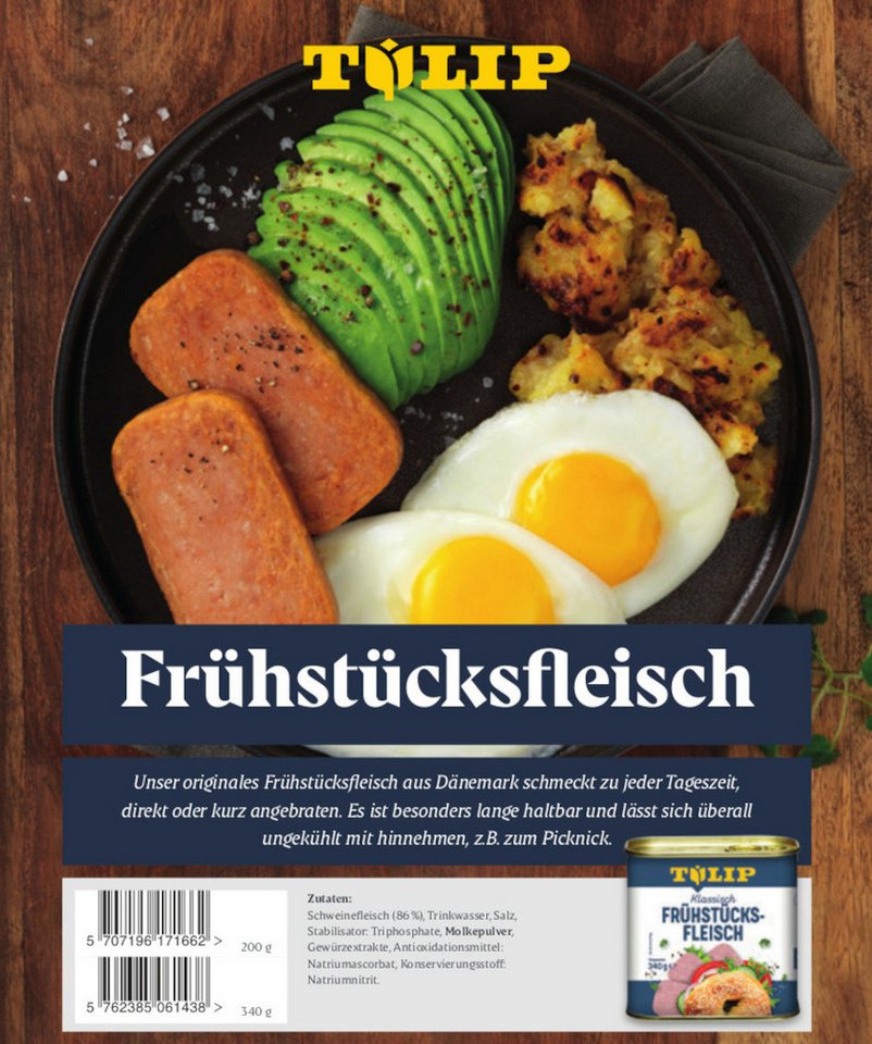 TULIP Wurstkonserve Frühstücksfleisch 340g Original Dänische Delikatesse Konservendose, 340 g, Frühstücksfleisch – Bild 3 von 5