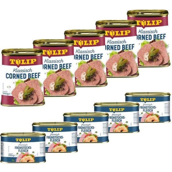 TULIP Wurstkonserve Frühstücksfleisch Schwein 200g Corned Beef 340g Delikatesse, (Set), Dänische Delikatesse