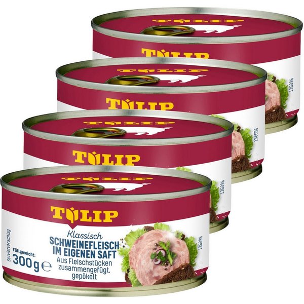 TULIP Wurstkonserve Schweinefleisch im eigenen Saft 300g Fleisch Schwein Frühstücksfleisch, 300 g