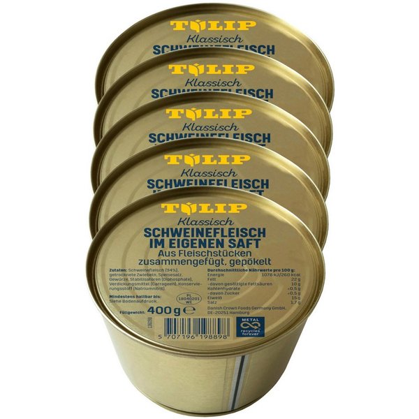 TULIP Wurstkonserve Schweinefleisch im eigenen Saft 400g Fleisch Schwein Frühstücksfleisch
