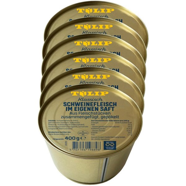 TULIP Wurstkonserve Schweinefleisch im eigenen Saft 400g Fleisch Schwein Frühstücksfleisch