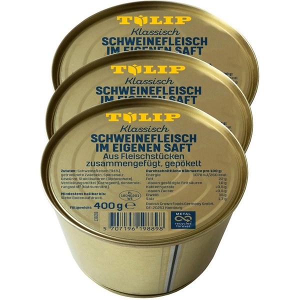TULIP Wurstkonserve Schweinefleisch im eigenen Saft 400g Fleisch Schwein Frühstücksfleisch