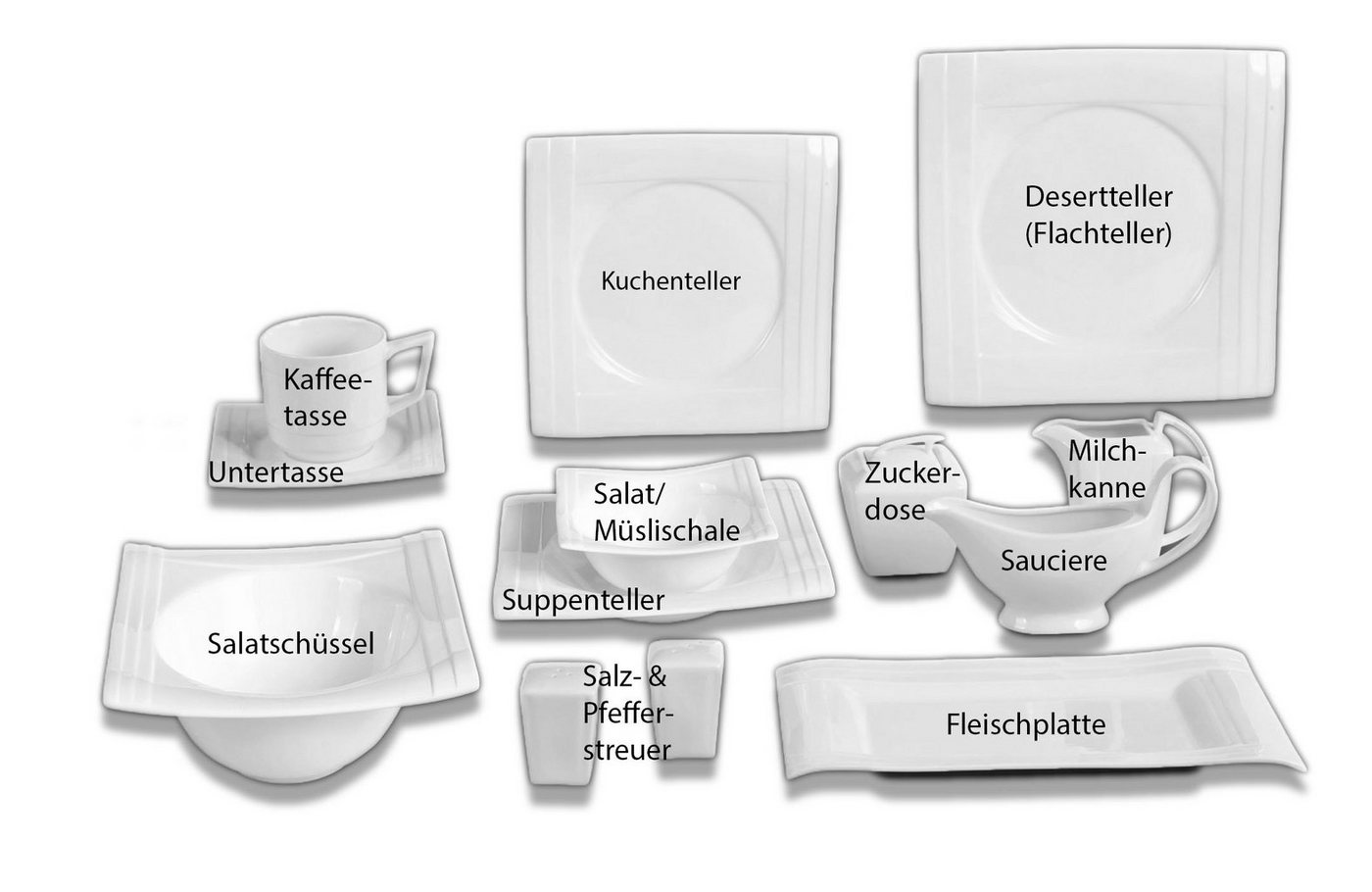 Tullip Kombiservice (43-tlg), 6 Personen, Geschirr-Set, Tafelservice, Kaffeeservice, Designed in Germany – Bild 2 von 4