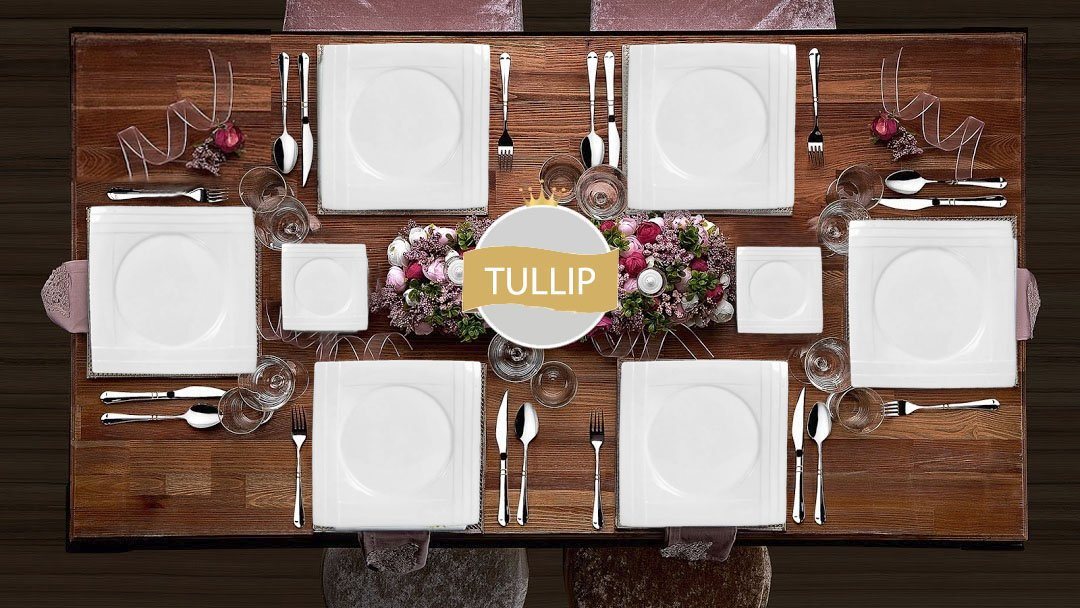 Tullip Kombiservice (43-tlg), 6 Personen, Geschirr-Set, Tafelservice, Kaffeeservice, Designed in Germany – Bild 4 von 4