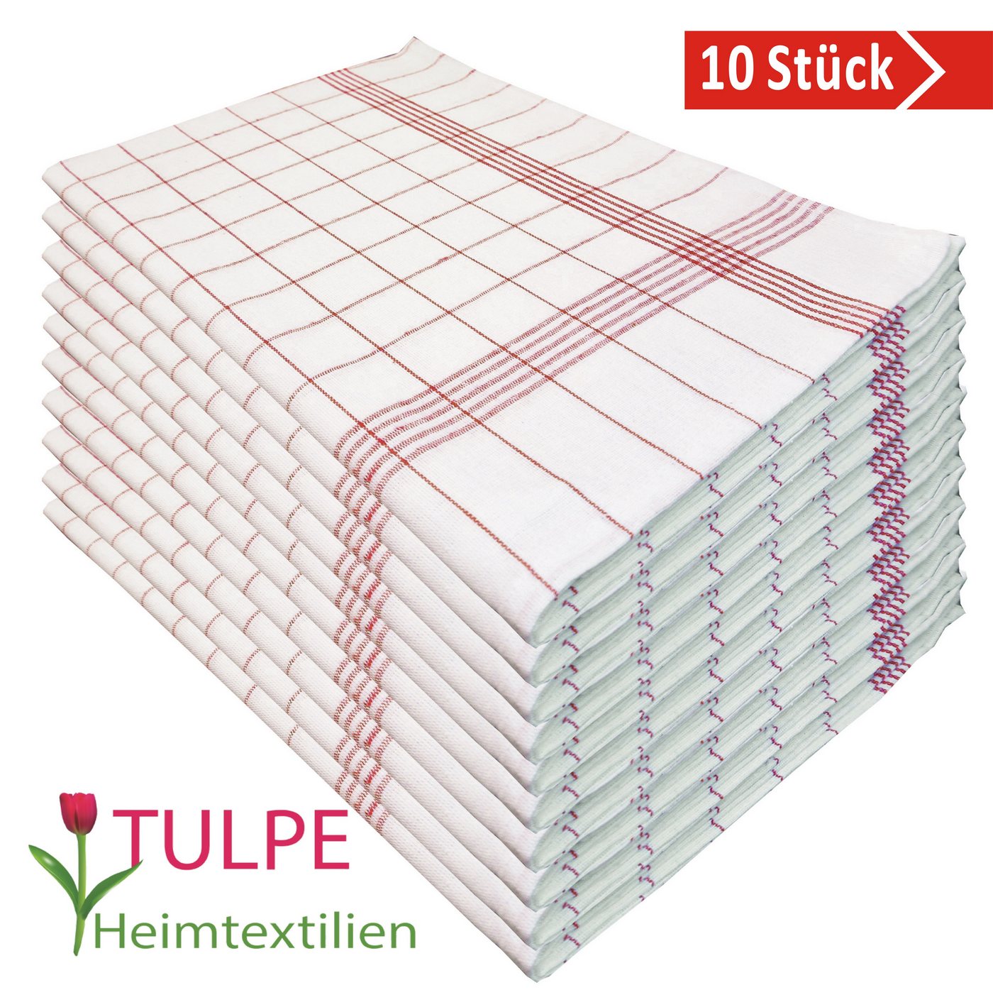 Tulpe Heimtextilien Geschirrtuch in Farben blau, rot, grau, schwarz, rosa, braun, (10er Set), 50x70 cm, 100% Baumwolle, Geschirrtücher, Küchentücher, Trockentuc – Bild 2 von 4
