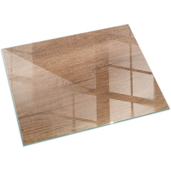 Tulup Bodenschutzplatte Braun Natürliches Holzmuster, Gehärtetem Glas Kaminbodenplatten