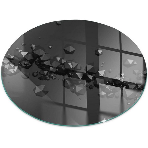 Tulup Bodenschutzplatte Schwarz Abstrakte Formen, Gehärtetem Glas Schutzplatte für Kaminöfen