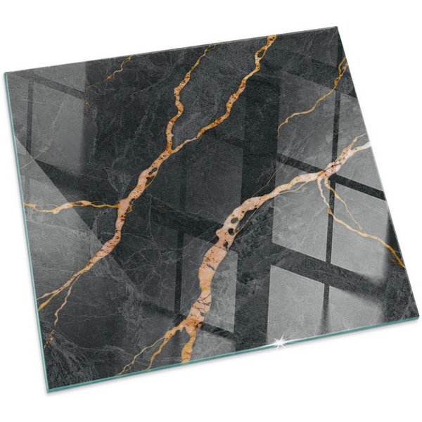 Tulup Bodenschutzplatte Schwarz Eleganter Marmor, Gehärtetem Glas Kaminöfen Schutzplatte