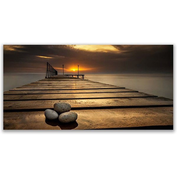 Tulup Leinwandbild Wandbild Canvas Groß Bilder Wohnzimmer Schlafzimmer Aufhängefertig, Seebrücke