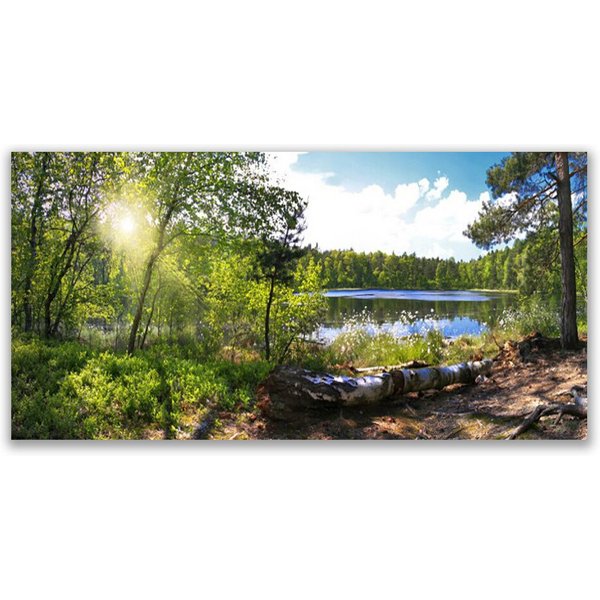 Tulup Leinwandbild Wandbild Canvas Groß Bilder Wohnzimmer Schlafzimmer Aufhängefertig, See im Wald
