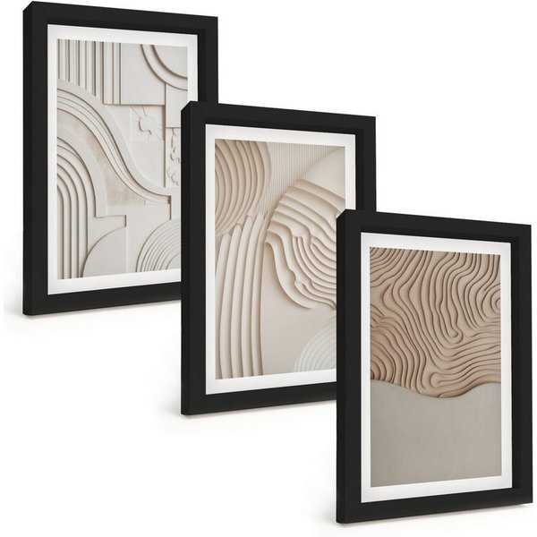 Tulup Mehrteilige Bilder Abstrakte Muster Wandbilder mit Rahmen in Beige und Weiß, Abstrakte Muster Beige, Weiß, Braun