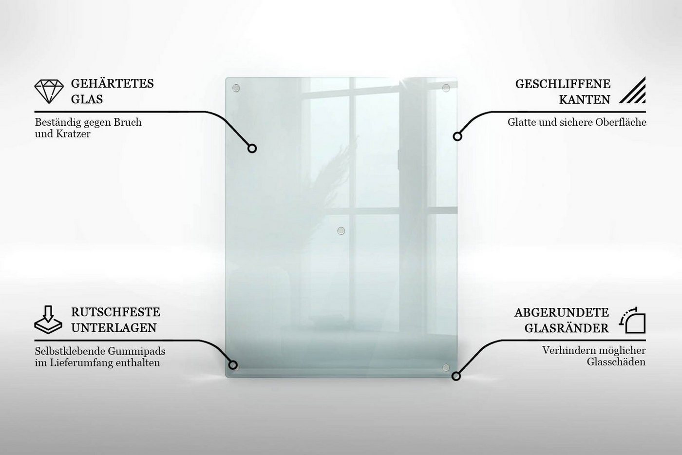 Tulup Schneidebrett Transparent Küchenbrett Servierbretter, (1-St), Gummifüße – Bild 5 von 5