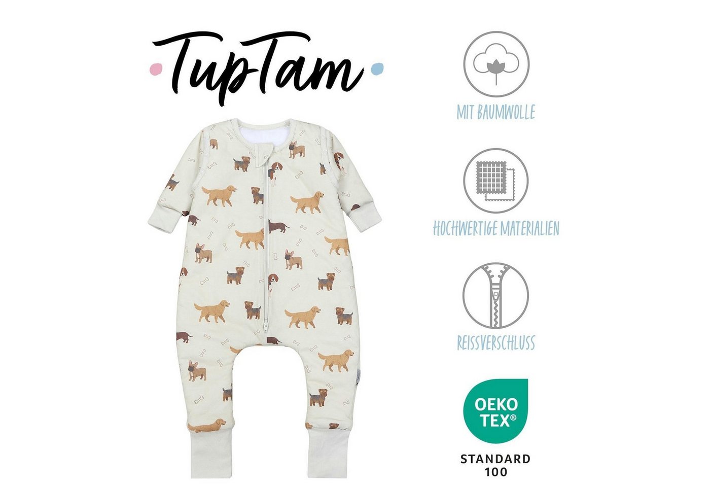 TupTam Babyschlafsack Schlafsack mit Beinen, abnehmbare Ärmel 2.5 TOG Ganzjahr – Bild 2 von 5