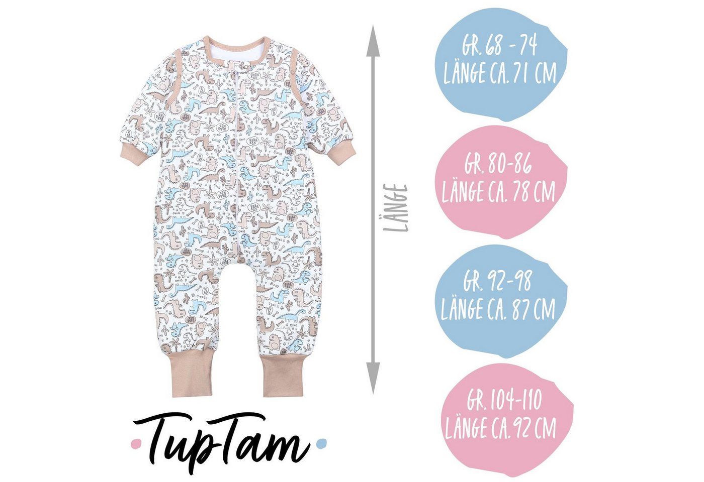 TupTam Babyschlafsack Schlafsack mit Beinen, abnehmbare Ärmel 2.5 TOG Ganzjahr – Bild 2 von 5