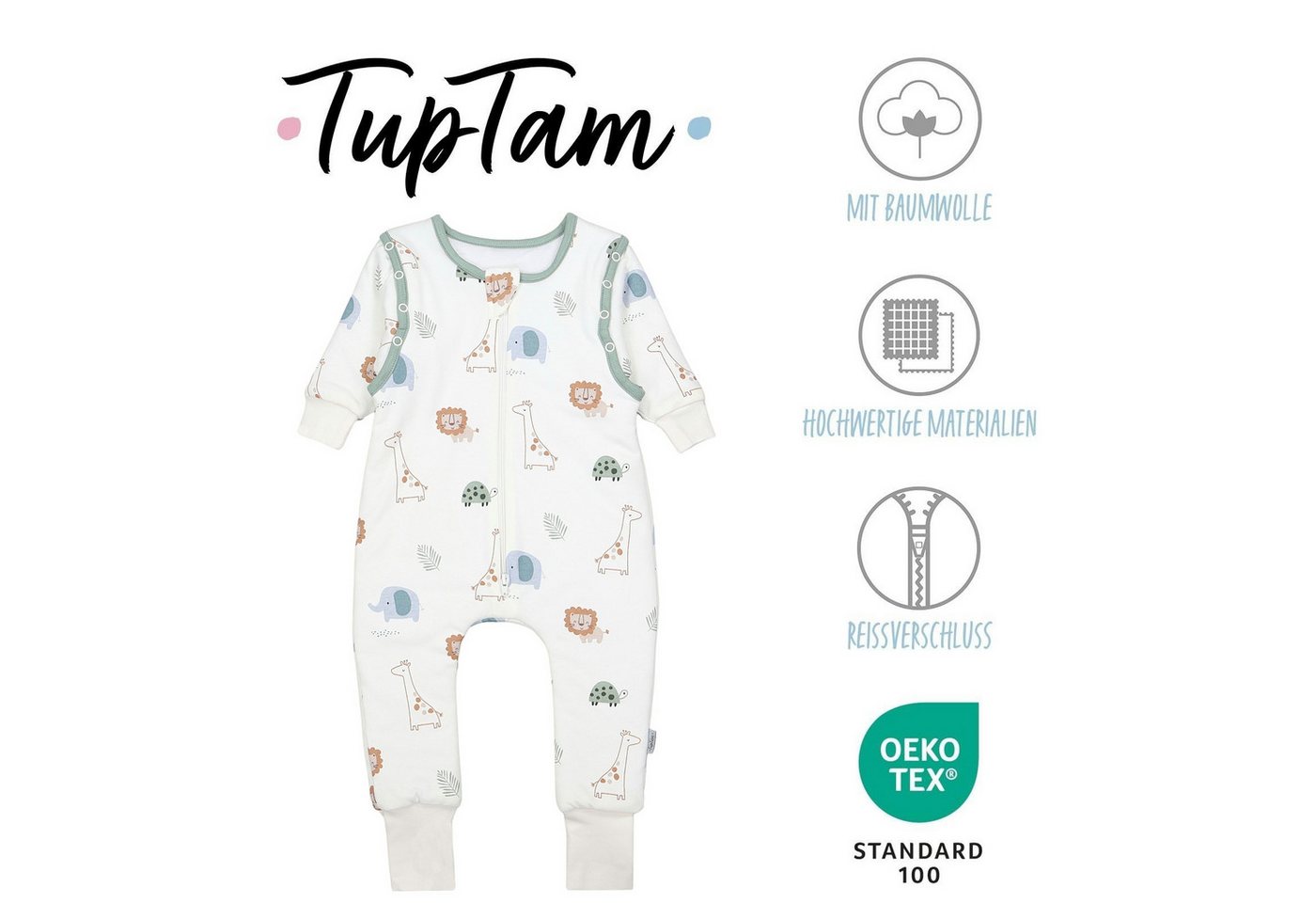 TupTam Babyschlafsack Schlafsack mit Beinen, abnehmbare Ärmel 2.5 TOG Ganzjahr – Bild 2 von 5