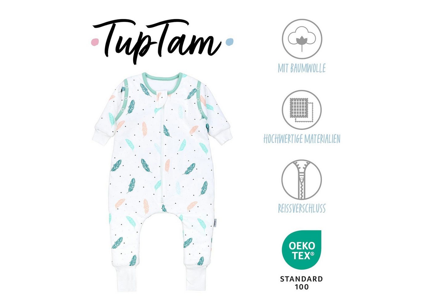TupTam Babyschlafsack Schlafsack mit Beinen, abnehmbare Ärmel 2.5 TOG Ganzjahr – Bild 2 von 5