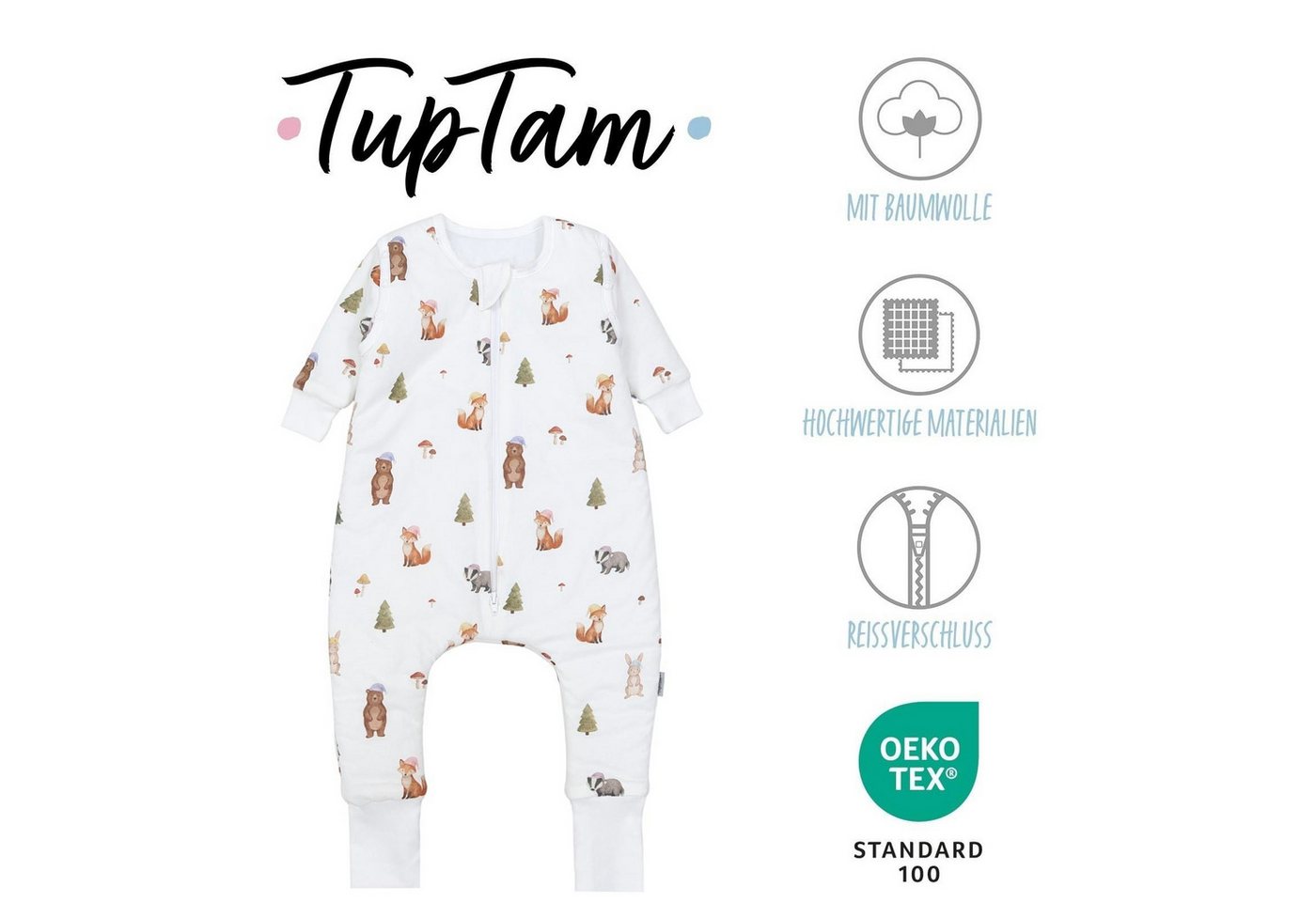 TupTam Babyschlafsack Schlafsack mit Beinen, abnehmbare Ärmel 2.5 TOG Ganzjahr – Bild 2 von 5