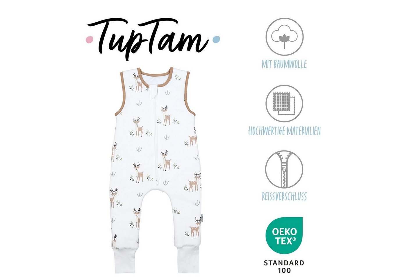 TupTam Babyschlafsack Schlafsack mit Beinen ohne Ärmel 2.5 TOG Ganzjahr – Bild 2 von 5