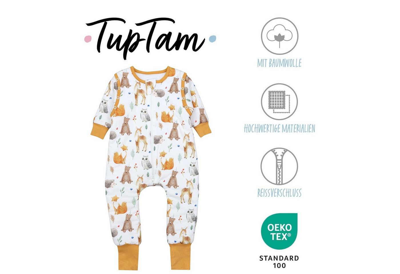 TupTam Babyschlafsack Schlafsack mit Beinen, abnehmbare Ärmel 2.5 TOG Ganzjahr – Bild 2 von 5