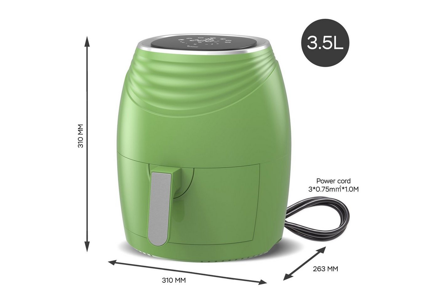 TurboTronic by Z-Line Heißluftfritteuse, 1200 W, 7 Programme, 360 Grad Heißluft, 0,8 kg Kapazität und Cool-Touch-Griff – Bild 5 von 5