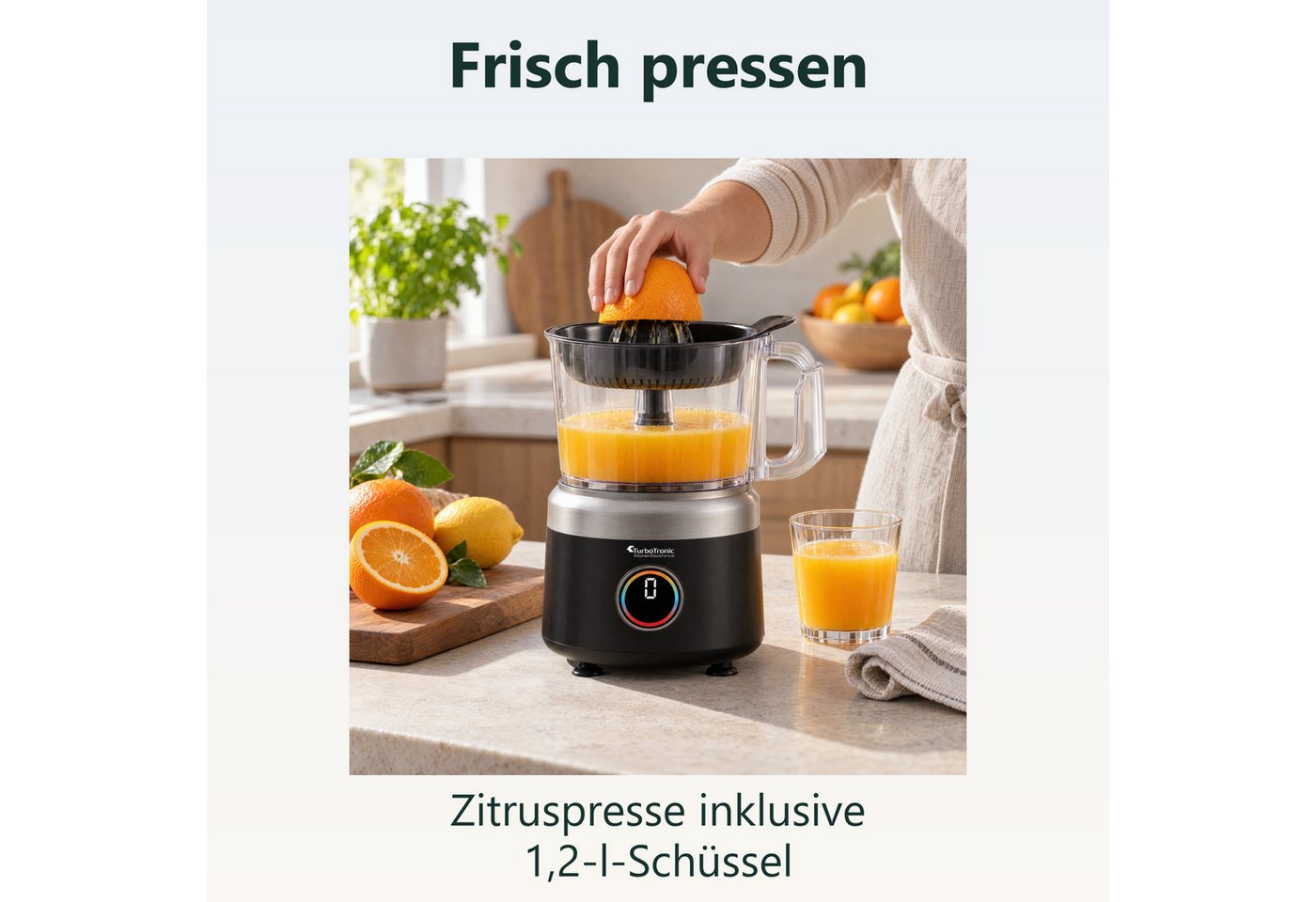 TurboTronic by Z-Line Küchenmaschine TT-FP700, 1900 W, 1.2 l Schüssel, Food Processor: Raspelscheiben, Zitruspresse und Zerkleinerer – Bild 3 von 5