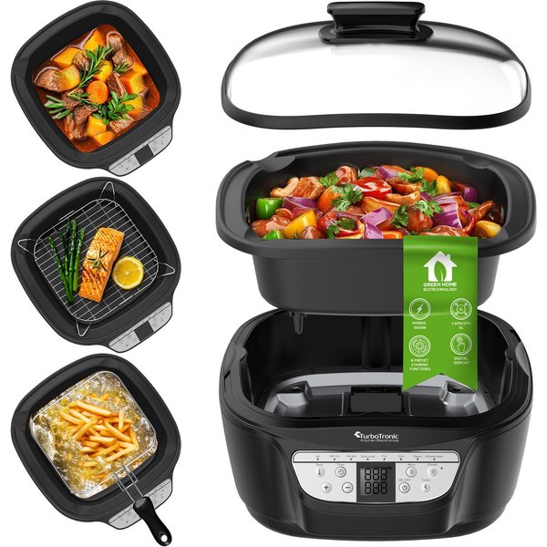 TurboTronic by Z-Line Multikocher mit Fritteuse & Frittierfunktion Reiskocher perfekter Reis 8 Programme, 1500 W, 5 l Schüssel, Schongarer Dampfgarer Slow Cooke