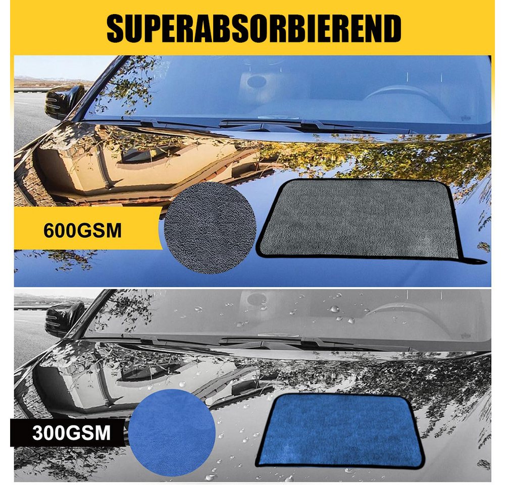 TUWENA 5 Stück Autopflege Set, Auto Trockentuch, Extra Saugstark & Polieren Mikrofasertuch (5-tlg., Mit 3 Mikrofasertücher & 2 Mikrofaserhandschuh, 100% Kratzfr – Bild 5 von 5