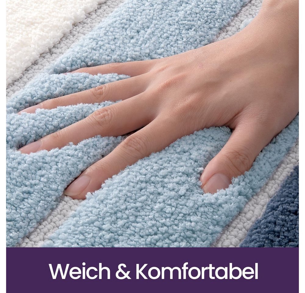 TUWENA Badematte Badematte rutschfest, Weich Badezimmerteppich Saugfähige Badteppich, Waschbar Badvorleger, Türmatte für Badezimmer, Dusche, Badewannen – Bild 4 von 5