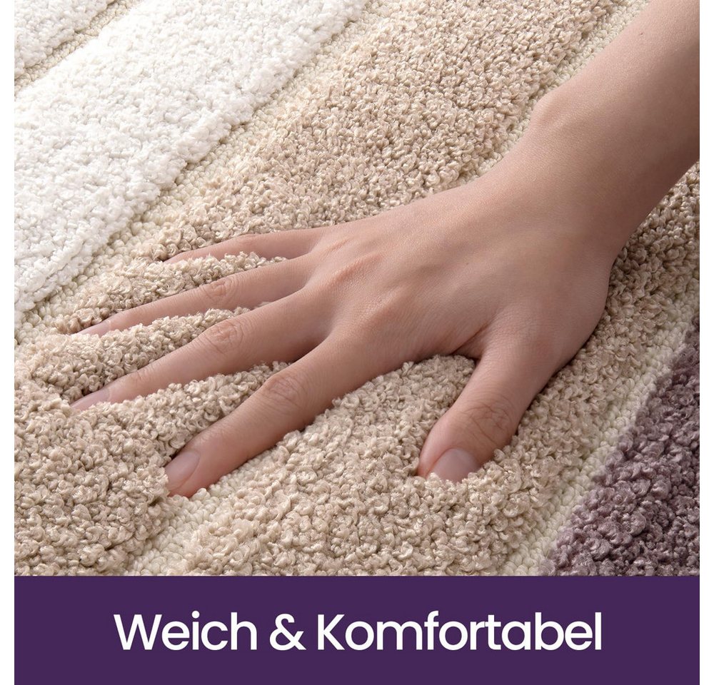 TUWENA Badematte Badematte rutschfest, Weich Badezimmerteppich Saugfähige Badteppich, Waschbar Badvorleger, Türmatte für Badezimmer, Dusche, Badewannen – Bild 3 von 5