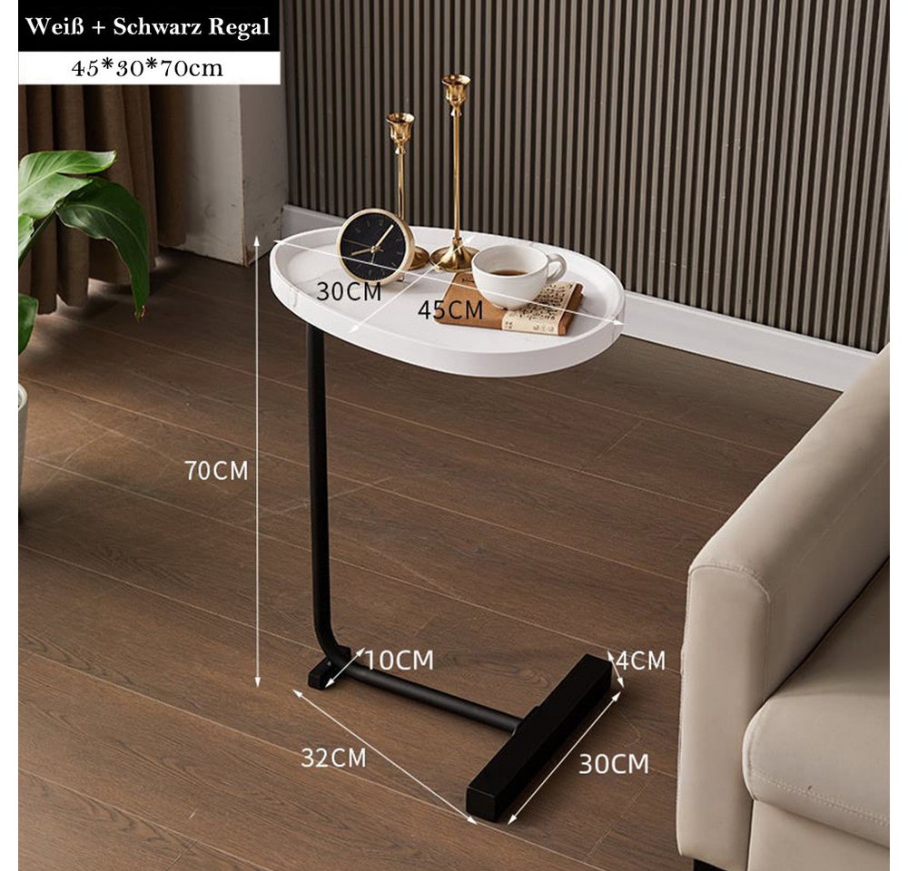 TUWENA Beistelltisch Beistelltisch, Metall Couchtisch, Kleiner Nachttisch, oval 70cm hoch, Kaffeetisch Teetisch Betttisch für Wohnzimmer Bad Bett Sofa und Kaffe – Bild 2 von 5