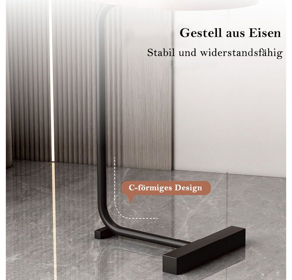 TUWENA Beistelltisch Beistelltisch, Metall Couchtisch, Kleiner Nachttisch, oval 70cm hoch, Kaffeetisch Teetisch Betttisch für Wohnzimmer Bad Bett Sofa und Kaffe – Bild 4 von 5