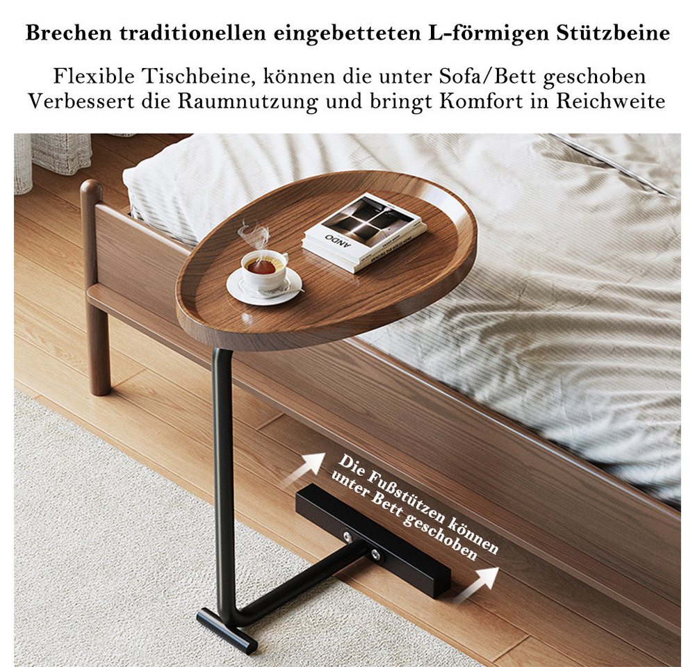 TUWENA Beistelltisch Beistelltisch, Metall Couchtisch, Kleiner Nachttisch, oval 70cm hoch, Kaffeetisch Teetisch Betttisch für Wohnzimmer Bad Bett Sofa und Kaffe – Bild 5 von 5