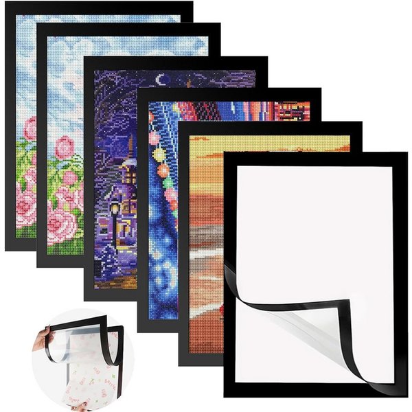 TUWENA Bilderrahmen-Set Diamond Painting Rahmen, 6 Stück Selbstklebend Magnetisch Bilderrahmen, (6 St), Magnetrahmen Für Diamant Malerei Wanddekoration, Innenma