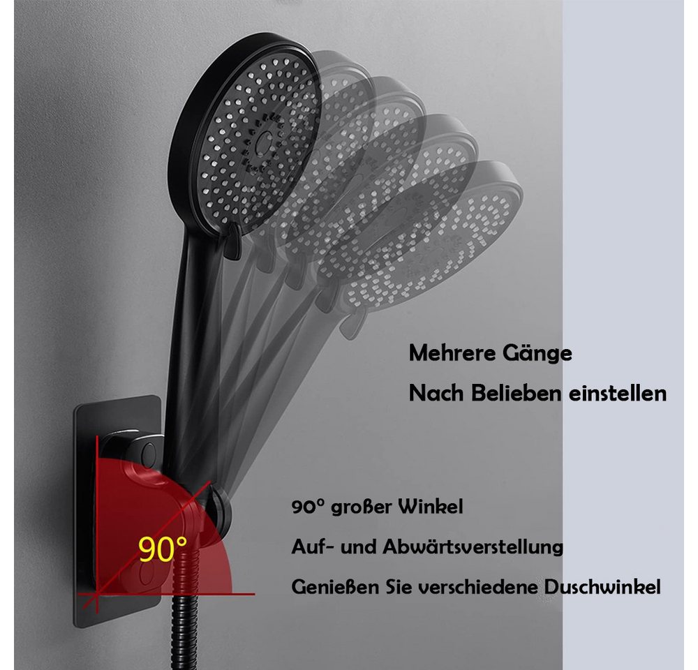 TUWENA Brausegarnitur 2 Stück Duschkopfhalterung Selbstklebende Brausehalterung ohne Bohren, 2 tlg., Handbrause Halter Winkel verstellbar, Duschhalterung Wasser – Bild 2 von 5