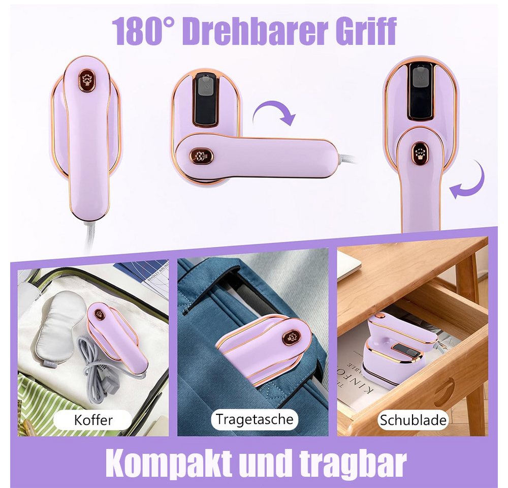 TUWENA Dampfbügeleisen Dampfbügeleisen, 180° Faltbares Handdampfbügler, Mini Reisebügeleisen, 20 Sekunden Schnelles Aufheizen für Zuhause und Reisegebrauch – Bild 4 von 5