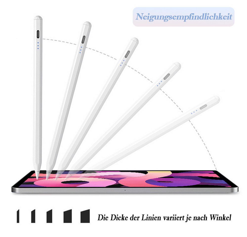 TUWENA Eingabestift Stylus Stift für Apple iPad 2018-2025, Stylus Pen, Eingabestifte mit Neigungserkennung & Palm-Ablehnung & Hohe Präzision – Bild 2 von 5