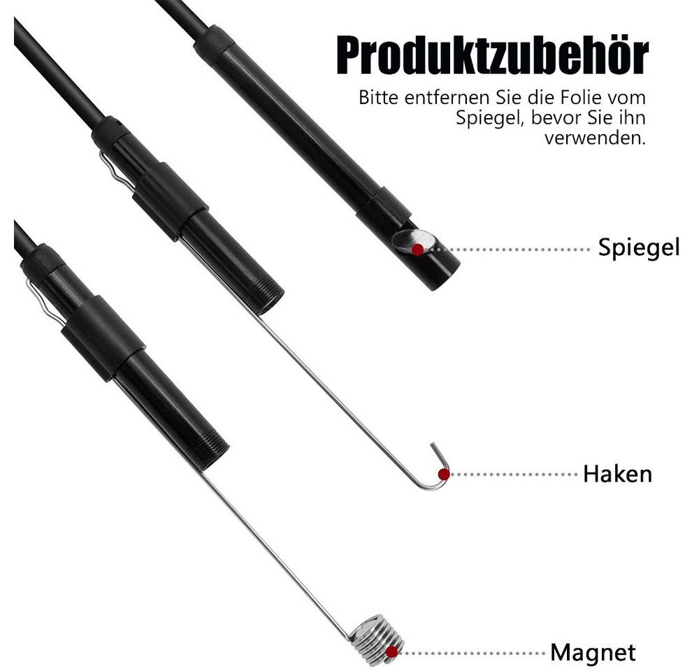 TUWENA Endoskopkamera mit Licht,5.5mm Wasserdichte Endoskop Inspektionskamera Inspektionskamera (5m Starre Schlangenkabel für Smartphone Tablet-Gerät EnDoskopka – Bild 2 von 5