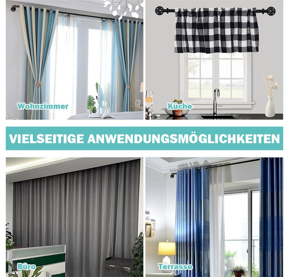 TUWENA Gardinenstange Gardinenstange,Vorhangstange Ausziehbar, Wandmontage und Deckenmontage, 3 Größen, 25 mm Durchmesser, Erweiterbarer 121-213/167-304/213-365 – Bild 5 von 5