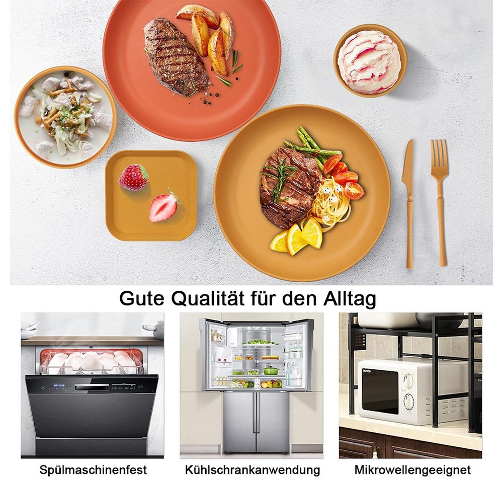 TUWENA Geschirr-Set Geschirr Set, Wiederverwendbar Camping für 4 Personen Plastikgeschirr – Bild 4 von 5