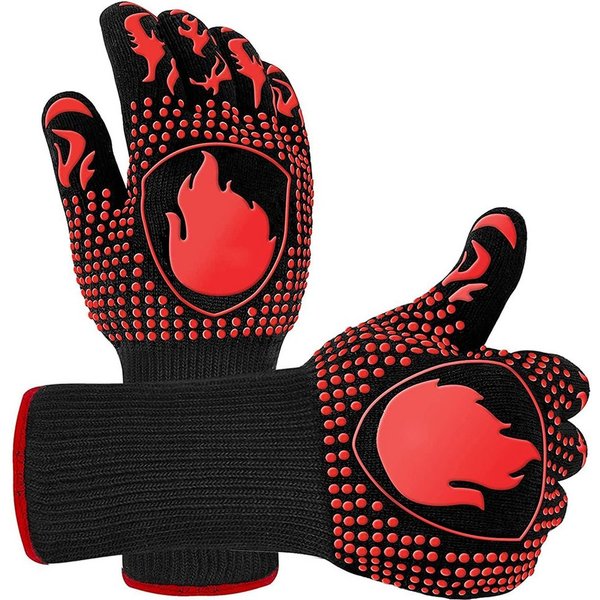 TUWENA Grillhandschuhe 2 Stück Grillhandschuhe, 800°C Extrem Hitzebeständige Handschuhe, (2-tlg), Waschbare Feuerfest Ofenhandschuhe, für Backen, Grillen, Koche