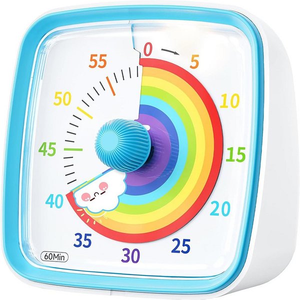 TUWENA Intervall-Timer Visueller Timer für Kinder, 60 Minuten Regenbogen Countdown Timer, Mit Stummer Flash, Zeitmanagement Tool für Klassenzimmer, Haus, Küche