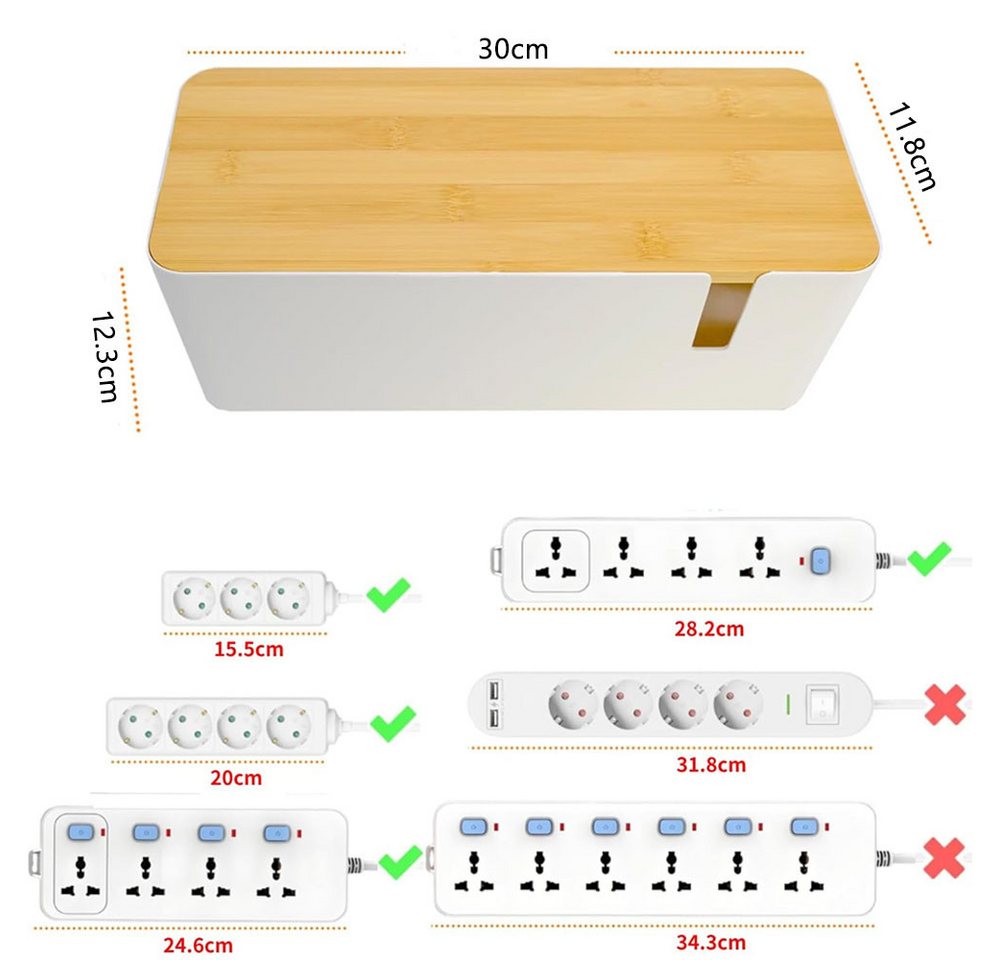 TUWENA Kabelkanal Kabelmanagementbox,Kabelorganizer zum Verstecken von Kabeln&Steckdosen – Bild 2 von 5