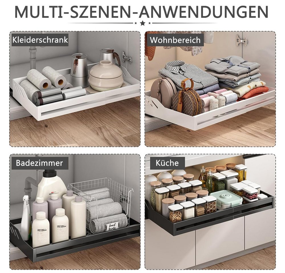 TUWENA Küchenregal Teleskopschublade, Ausziehbarer Küchenschrank Organizer, Verstellbare – Bild 4 von 5
