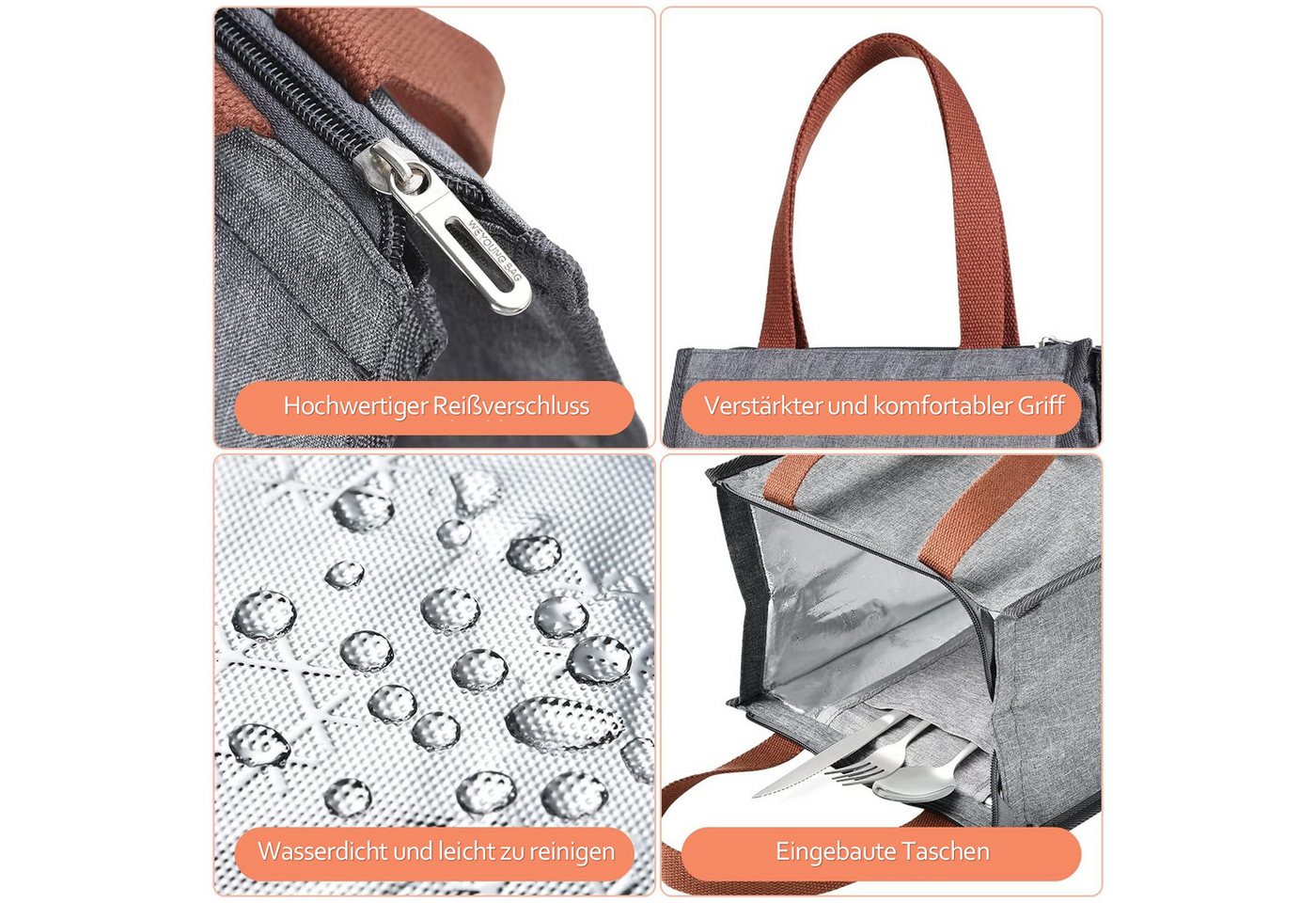 TUWENA Kühltasche 10L Lunchtasche, Faltbar Kühltasche mit Folienfutter für Arbeit Schule – Bild 3 von 5