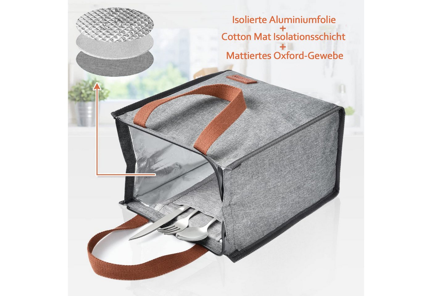 TUWENA Kühltasche 10L Lunchtasche, Faltbar Kühltasche mit Folienfutter für Arbeit Schule – Bild 4 von 5