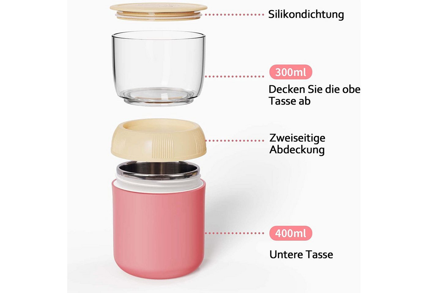 TUWENA Lunchbox Lunchpot Ellipse, Müslibecher, Joghurtbecher, To Go Becher – Bild 2 von 5