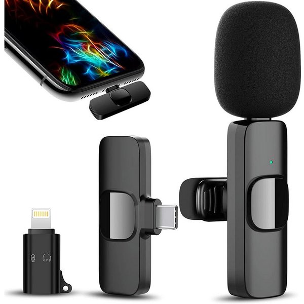 TUWENA Mikrofon iPhone/Android Lavalier Mikrofon Wireless, für Live-Streaming-Podcast