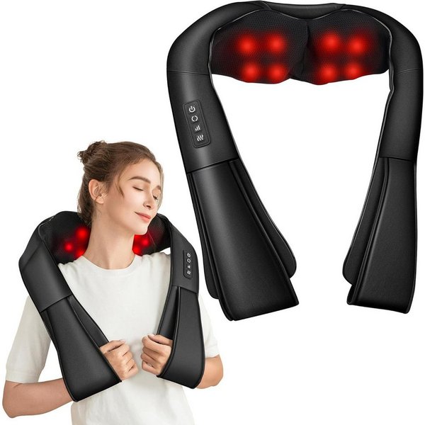 TUWENA Nacken-Massagegerät 3D Deep Massagegerät, Nackenmassagegerät mit Wärme, Rückenmassagegerät, 3D Knetmassage, Wärmefunktion, 3 Stufen, Auto-Stopp, Haus & A