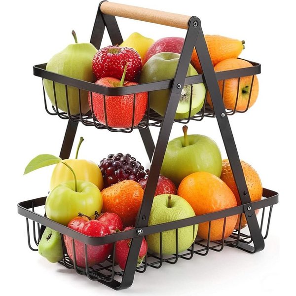 TUWENA Obstschale 2 Stöckig Obstkorb Etagere, Ablagekorb Stehend Aufbewahrung Küche
